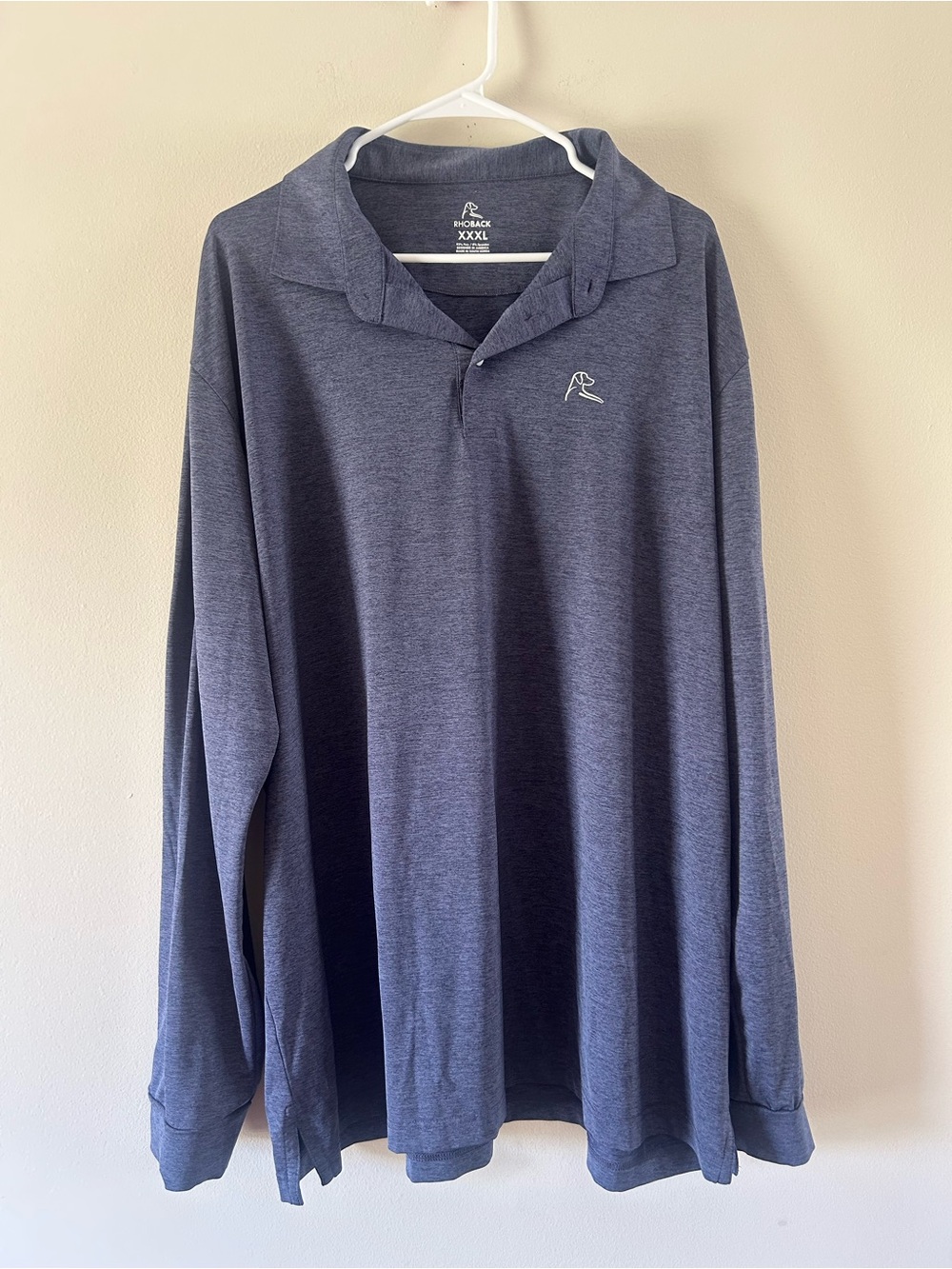 Rhoback Men's Long-Sleeve Polo Shirt - Navy Heather